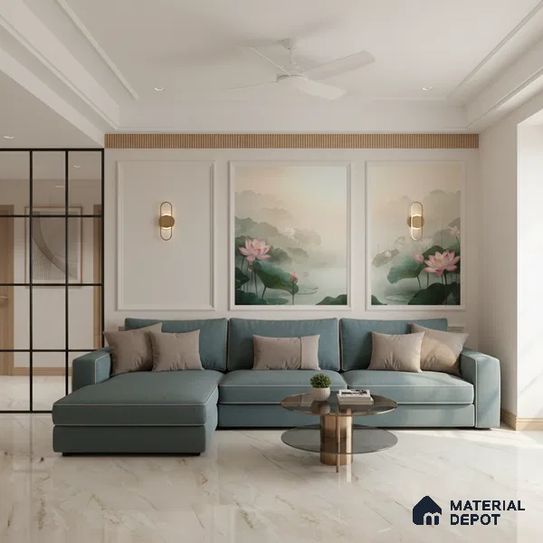 Marble Floor & Wall Tile TL 07169 C Magnetic 6 ft x 4 ft Glossy Finish Vitrified Tile - 9 mm | Suitable For living Room, Bedroom, Bathroom | Adhesive and Spacers Must be Used During Installation