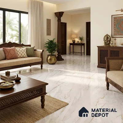Endless Marble Floor & Wall Tile TL 07169 Champagne 6 ft x 4 ft Glossy Finish Vitrified Large Format Tile Tile - 15 mm | 3 random design | Suitable For Living Room, Bedroom, Bathroom | Adhesive and Spacers Must be Used During Installation
