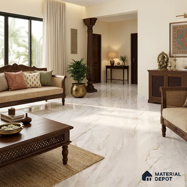 Endless Marble Floor & Wall Tile TL 07169 Champagne 6 ft x 4 ft Glossy Finish Vitrified Large Format Tile Tile - 15 mm | 3 random design | Suitable For Living Room, Bedroom, Bathroom | Adhesive and Spacers Must be Used During Installation