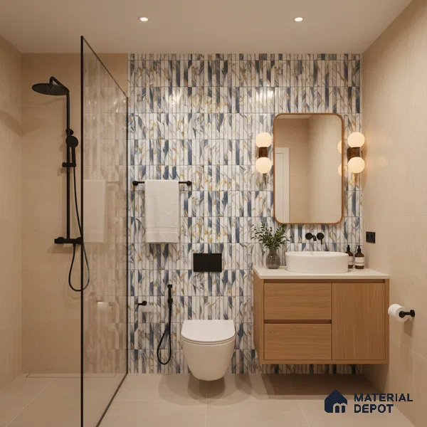 TL 07172 Bissel Cosmo Avio 1 ft x 1 ft Glossy Finish Ceramic Tile - 10 mm | Please Expect a Slight Variation of Pattern