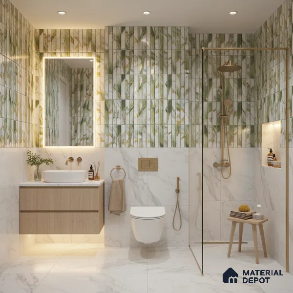 TL 07172 C Bissel Cosmo Curry 1 ft x 1 ft Glossy Finish Ceramic Tile - 10 mm | Please Expect a Slight Variation of Pattern