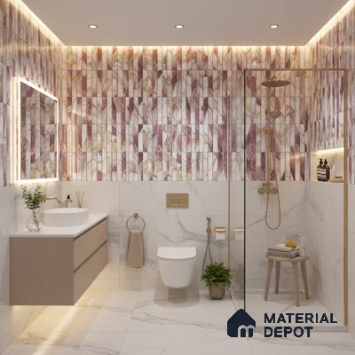 TL 07172 D Bissel Cosmo Damson 1 ft x 1 ft Glossy Finish Ceramic Tile - 10 mm | Please Expect a Slight Variation of Pattern
