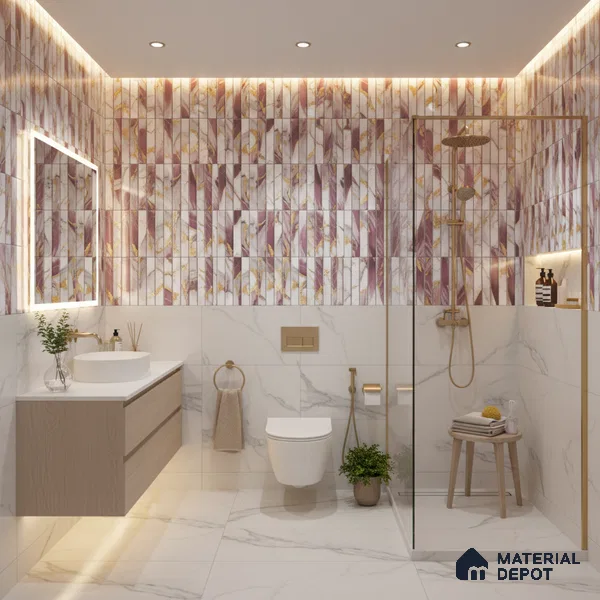 TL 07172 D Bissel Cosmo Damson 1 ft x 1 ft Glossy Finish Ceramic Tile - 10 mm | Please Expect a Slight Variation of Pattern