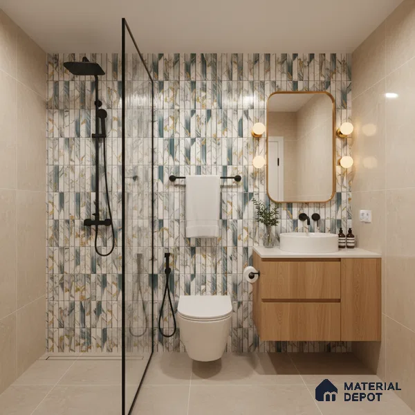 TL 07172 E Bissel Cosmo Denim 1 ft x 1 ft Glossy Finish Ceramic Tile - 10 mm | Please Expect a Slight Variation of Pattern