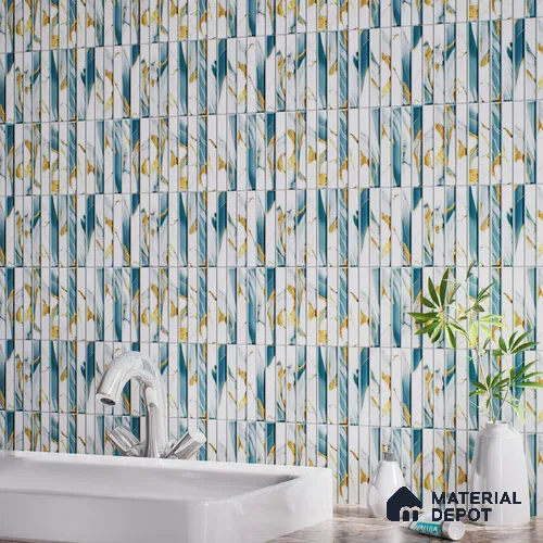Faux Subway Wall Tile TL 07172 E Bissel Cosmo Denim 1 ft x 1 ft Glossy Finish Ceramic Tile - 10 mm | Please Expect a Slight Variation of Pattern
