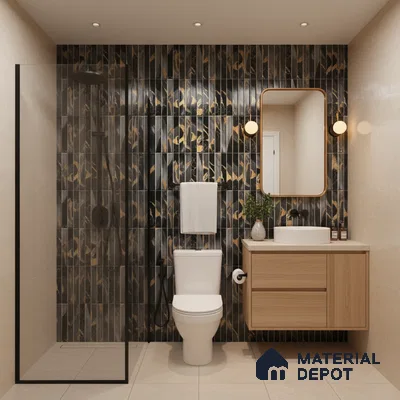 TL 07172 F Bissel Cosmo Kohl 1 ft x 1 ft Glossy Finish Ceramic Tile - 10 mm | Please Expect a Slight Variation of Pattern