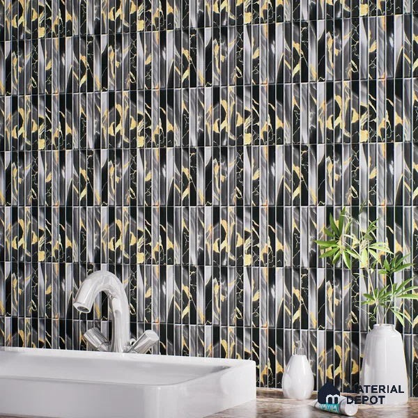 Faux Subway Wall Tile TL 07172 F Bissel Cosmo Kohl 1 ft x 1 ft Glossy Finish Ceramic Tile - 10 mm | Please Expect a Slight Variation of Pattern