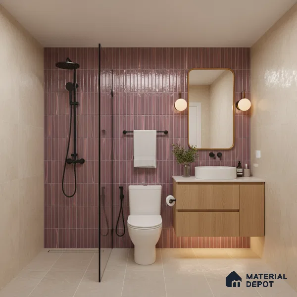 TL 07172 H Bissel Cosmo Puce 1 ft x 1 ft Glossy Finish Ceramic Tile - 10 mm | Please Expect a Slight Variation of Pattern