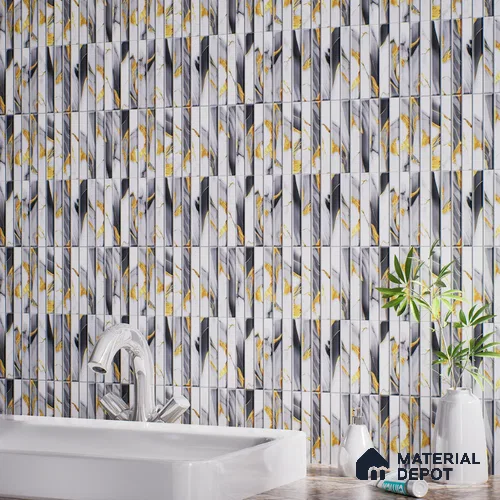 Faux Subway Wall Tile TL 07172 I Bissel Cosmo Raven 1 ft x 1 ft Glossy Finish Ceramic Tile - 10 mm | Please Expect a Slight Variation of Pattern