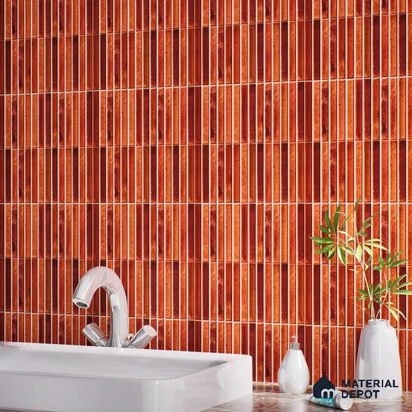 Faux Subway Wall Tile TL 07172 J Bissel Cosmo Ruby 1 ft x 1 ft Glossy Finish Ceramic Tile - 10 mm | Please Expect a Slight Variation of Pattern
