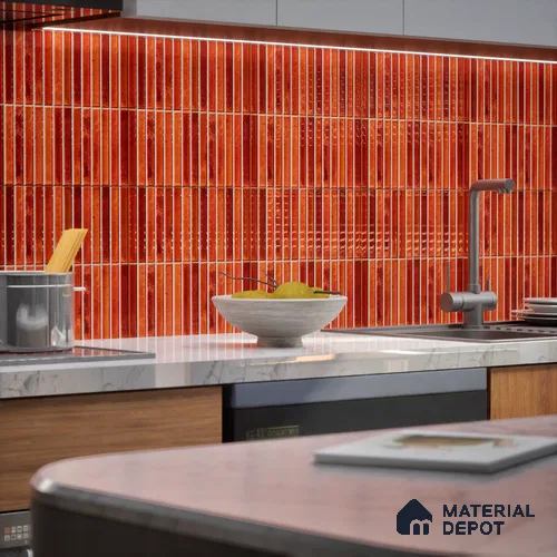 Faux Subway Wall Tile TL 07172 J Bissel Cosmo Ruby 1 ft x 1 ft Glossy Finish Ceramic Tile - 10 mm | Please Expect a Slight Variation of Pattern