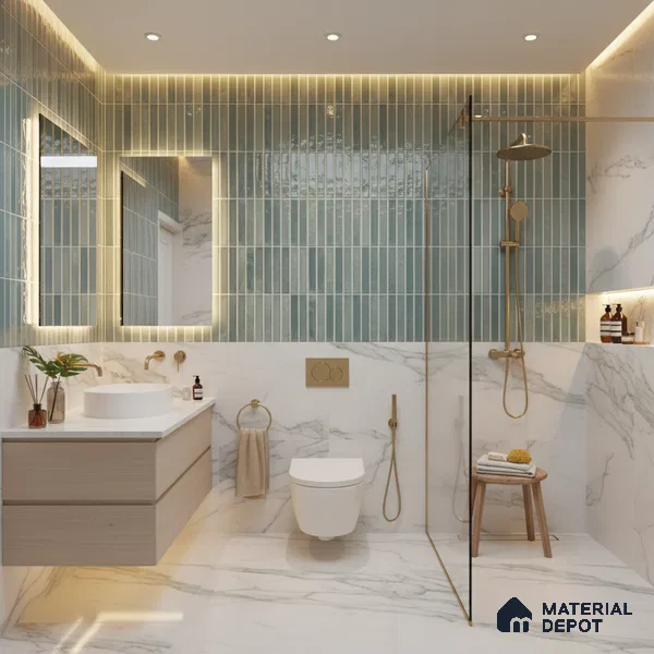 TL 07172 K Bissel Cosmo Sage 1 ft x 1 ft Glossy Finish Ceramic Tile - 10 mm | Please Expect a Slight Variation of Pattern