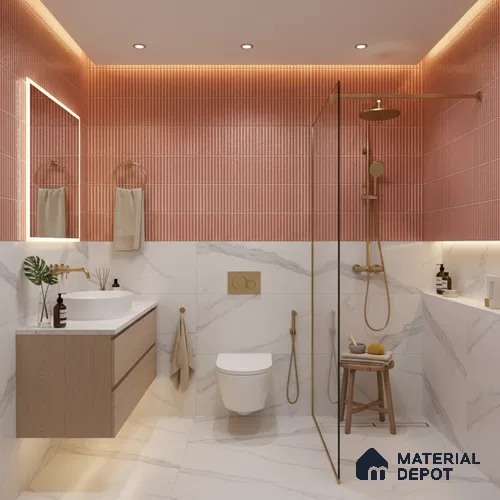 Faux Subway Wall Tile TL 07173 B Blend Cosmo Cipria 1 ft x 1 ft Glossy Finish Ceramic Tile - 10 mm | Please Expect a Slight Variation of Pattern