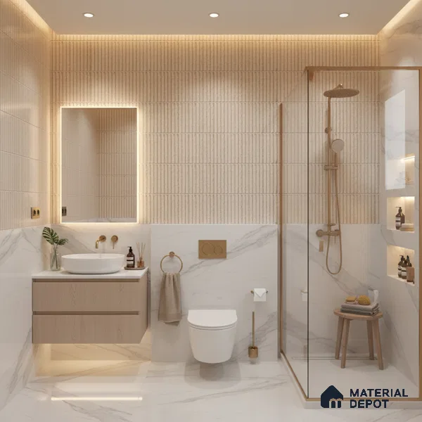 TL 07173 C Blend Cosmo Crema 1 ft x 1 ft Glossy Finish Ceramic Tile - 10 mm | Please Expect a Slight Variation of Pattern