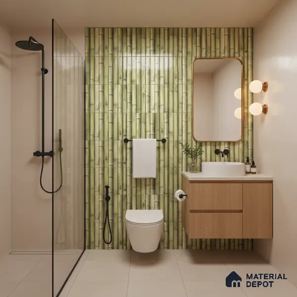 TL 07174 B Bumpy Cosmo Bamboo Teal 1 ft x 1 ft Glossy Finish Ceramic Tile - 10 mm | Please Expect a Slight Variation of Pattern