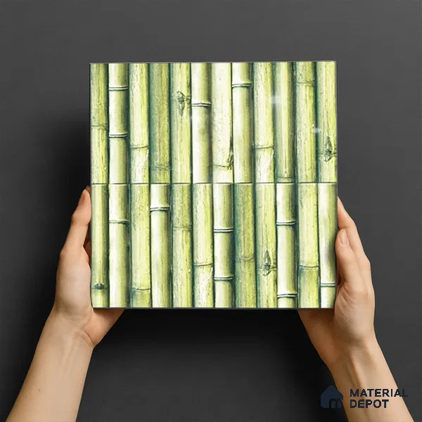 Faux Subway Wall Tile TL 07174 B Bumpy Cosmo Bamboo Teal 1 ft x 1 ft Glossy Finish Ceramic Tile - 10 mm | Please Expect a Slight Variation of Pattern