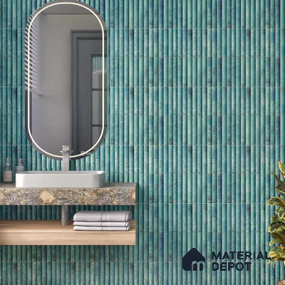 Faux Subway Wall Tile TL 07174 D Bumpy Cosmo Forest 1 ft x 1 ft Glossy Finish Ceramic Tile - 10 mm | Please Expect a Slight Variation of Pattern