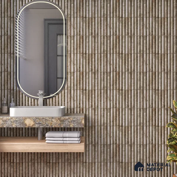 Faux Subway Wall Tile TL 07174 F Bumpy Cosmo Gris 1 ft x 1 ft Glossy Finish Ceramic Tile - 10 mm | Please Expect a Slight Variation of Pattern
