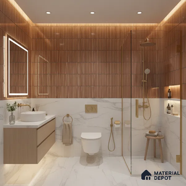 TL 07176 C Kitkat Cosmo Mocha 1 ft x 1 ft Glossy Finish Ceramic Tile - 10 mm | Please Expect a Slight Variation of Pattern