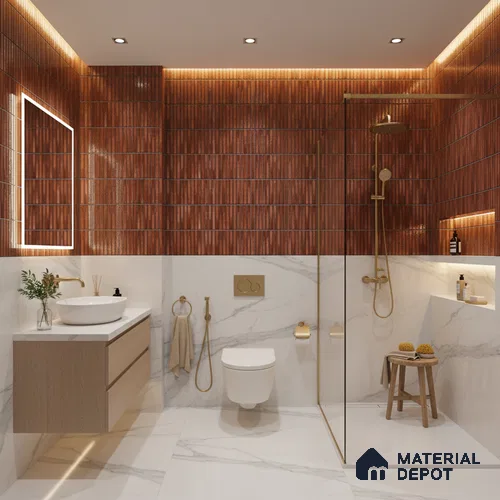 Faux Subway Wall Tile TL 07176 F Kitkat Cosmo Wine 1 ft x 1 ft Glossy Finish Ceramic Tile - 10 mm | Please Expect a Slight Variation of Pattern