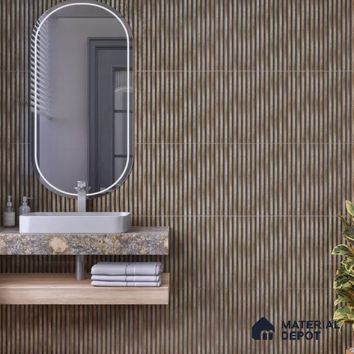 Faux Subway Wall Tile TL 07177 B Liner Cosmo Bronze 1 ft x 1 ft Glossy Finish Ceramic Tile - 10 mm | Please Expect a Slight Variation of Pattern