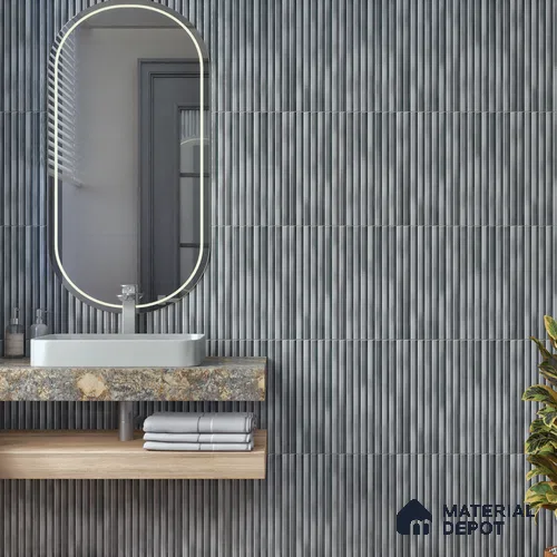 Faux Subway Wall Tile TL 07177 G Liner Cosmo Nero 1 ft x 1 ft Glossy Finish Ceramic Tile - 10 mm | Please Expect a Slight Variation of Pattern