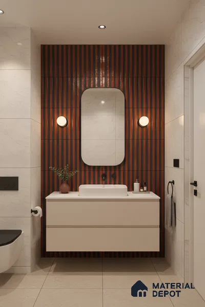 TL 07177 J Liner Cosmo Wine 1 ft x 1 ft Glossy Finish Ceramic Tile - 10 mm | Please Expect a Slight Variation of Pattern