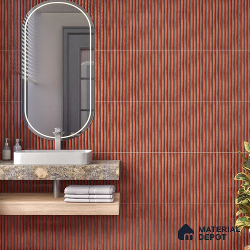 Faux Subway Wall Tile TL 07177 J Liner Cosmo Wine 1 ft x 1 ft Glossy Finish Ceramic Tile - 10 mm | Please Expect a Slight Variation of Pattern