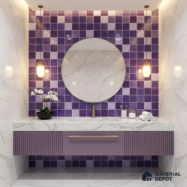 Mosaic Floor & Wall Tile TL 07178 Lusso Cosmo Grape 1 ft x 1 ft Glossy Finish Ceramic Tile - 10 mm