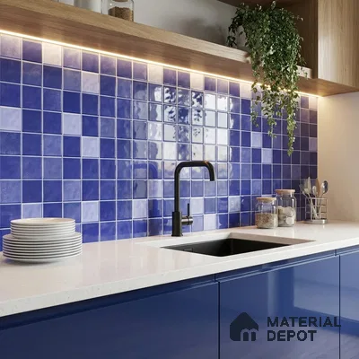 Mosaic Floor & Wall Tile TL 07178 B Lusso Cosmo Navy 1 ft x 1 ft Glossy Finish Ceramic Tile - 10 mm