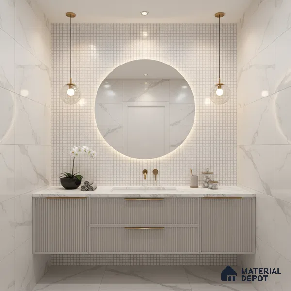 Mosaic Wall Tile TL 07180 Penny Cosmo White 1 ft x 1 ft Glossy Finish Ceramic Tile - 10 mm