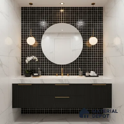 Mosaic Wall Tile TL 07180 B Penny Cosmo Black 1 ft x 1 ft Glossy Finish Ceramic Tile - 10 mm