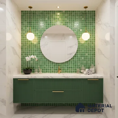 Mosaic Wall Tile TL 07180 D Penny Cosmo Green 1 ft x 1 ft Glossy Finish Ceramic Tile - 10 mm