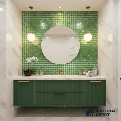 Mosaic Wall Tile TL 07180 D Penny Cosmo Green 1 ft x 1 ft Glossy Finish Ceramic Tile - 10 mm