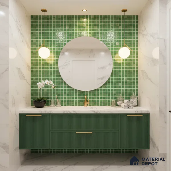 Mosaic Wall Tile TL 07180 D Penny Cosmo Green 1 ft x 1 ft Glossy Finish Ceramic Tile - 10 mm