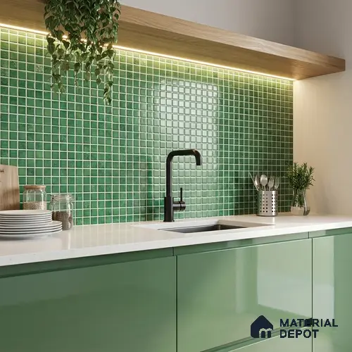 Mosaic Wall Tile TL 07180 D Penny Cosmo Green 1 ft x 1 ft Glossy Finish Ceramic Tile - 10 mm