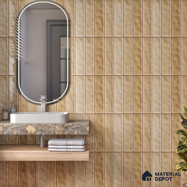 Faux Subway Wall Tile TL 07184 H Tikal Cosmo Sepia 1 ft x 1 ft Glossy Finish Ceramic Tile - 10 mm | Suitable For Kitchen & Bathroom