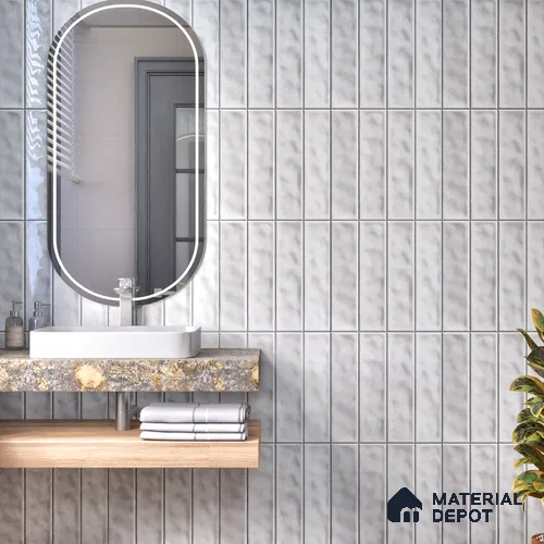 Faux Subway Wall Tile TL 07184 I Tikal Cosmo Snow 1 ft x 1 ft Glossy Finish Ceramic Tile - 10 mm | Suitable For Kitchen & Bathroom