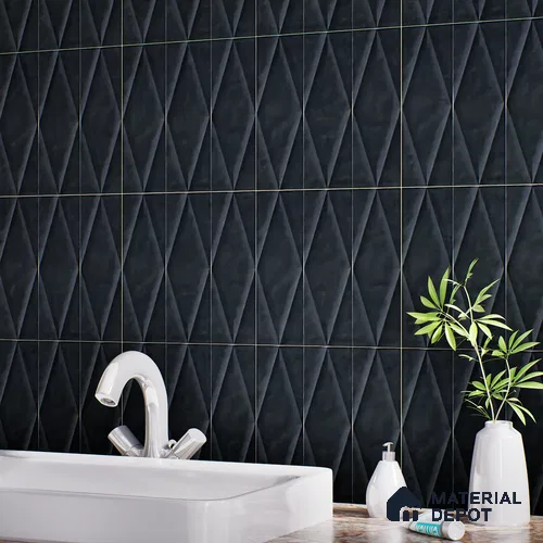 Faux Subway Wall Tile TL 07188 B Plaka Nexo Black 1 ft x 1 ft Matte Finish Ceramic Tile - 10 mm | Suitable For Kitchen & Bathroom