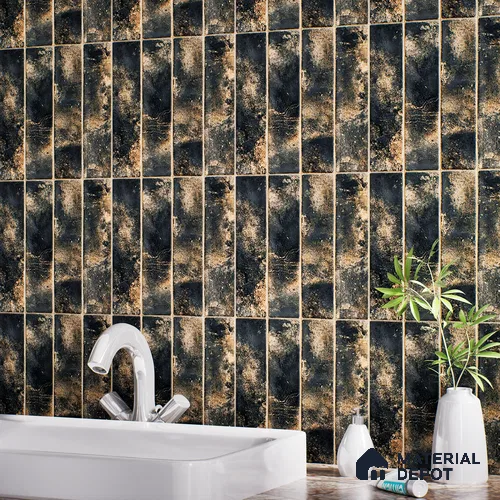 Faux Subway Wall Tile TL 07190 Tikal Nexo Ebony 1 ft x 1 ft Matte Finish Ceramic Tile - 10 mm | Suitable For Kitchen & Bathroom