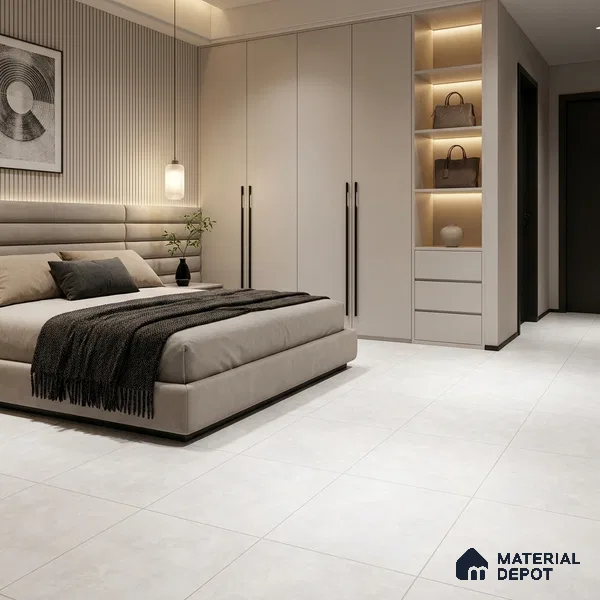 Cement Look Wall & Floor Matte Finish Artisan Bianco Vitrified Tile | TL 07194 4 ft x 2 ft - 8 mm | Suitable For Living Room, Hall & Study