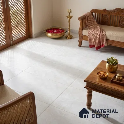 Cement Look Wall & Floor Matte Finish Artisan Bianco Vitrified Tile | TL 07194 4 ft x 2 ft - 8 mm | Suitable For Living Room, Hall & Study