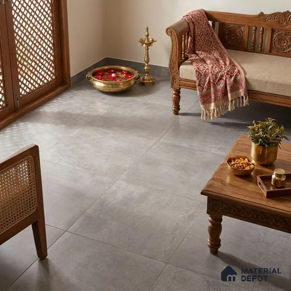 Stone Wall & Floor Tile TL 07196 C Oxy Grey 2 ft x 4 ft Vitrified Matte Finish - 9 mm | Suitable For Living Room, Bedroom, Dining Area