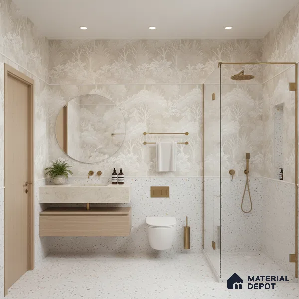 Terrazzo Floor & Wall Tile | TL 07197 Materika Bianco 4 ft x 2 ft Vitrified Matte Finish - 9 mm | Suitable For Living Room, Bedroom, Bathroom (Sample)