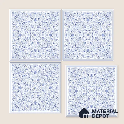 Moroccans Wall & Floor Tile TL 07247 B Azure Lace 1 ft x 1 ft Ceramic Matte Finish - 9 mm | 2 mm Spacer is Mandatory | Suitable For Bathroom, Kitchen, Dining Area | Please Expect a Slight Variation of Pattern