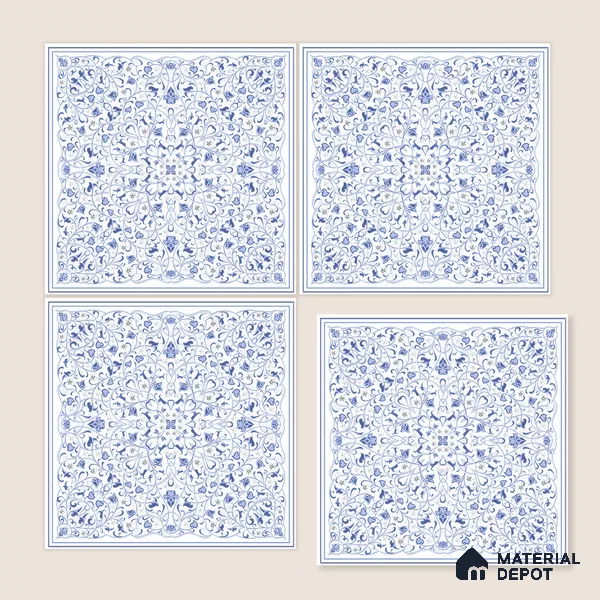 Moroccans Wall & Floor Tile TL 07247 B Azure Lace 1 ft x 1 ft Ceramic Matte Finish - 9 mm | 2 mm Spacer is Mandatory | Suitable For Bathroom, Kitchen, Dining Area | Please Expect a Slight Variation of Pattern