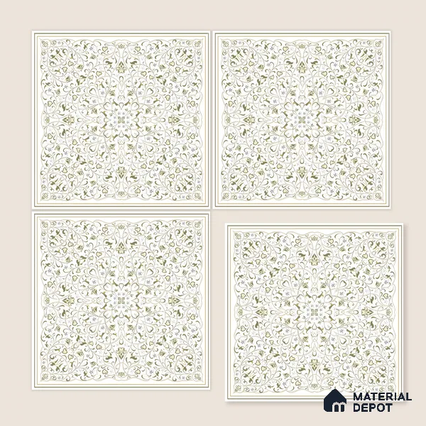 Moroccans Wall & Floor Tile TL 07247 C Olive Lace 1 ft x 1 ft Ceramic Matte Finish - 9 mm | 2 mm Spacer is Mandatory | Suitable For Bathroom, Kitchen, Dining Area | Please Expect a Slight Variation of Pattern