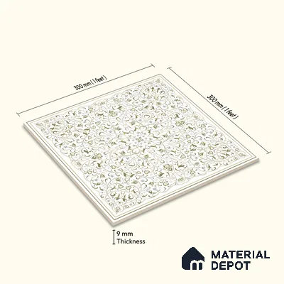 Moroccans Wall & Floor Tile TL 07247 C Olive Lace 1 ft x 1 ft Ceramic Matte Finish - 9 mm | 2 mm Spacer is Mandatory | Suitable For Bathroom, Kitchen, Dining Area | Please Expect a Slight Variation of Pattern
