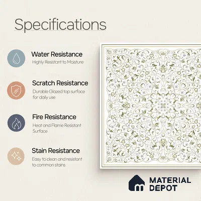 Moroccans Wall & Floor Tile TL 07247 C Olive Lace 1 ft x 1 ft Ceramic Matte Finish - 9 mm | 2 mm Spacer is Mandatory | Suitable For Bathroom, Kitchen, Dining Area | Please Expect a Slight Variation of Pattern