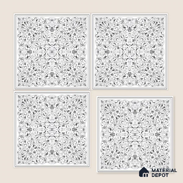 Moroccans Wall & Floor Tile TL 07247 Eternal Bloom 1 ft x 1 ft Ceramic Matte Finish - 9 mm | 2 mm Spacer is Mandatory | Suitable For Bathroom, Kitchen, Dining Area | Please Expect a Slight Variation of Pattern